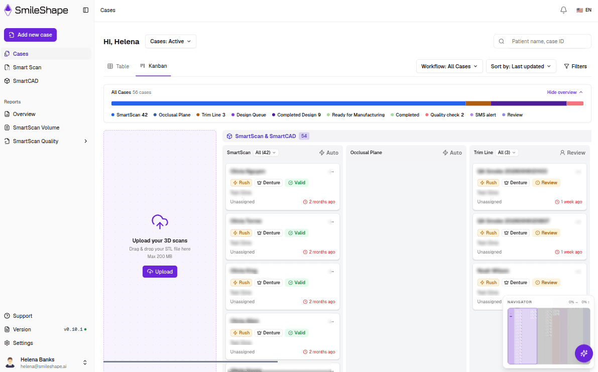 SmileShape dashboard